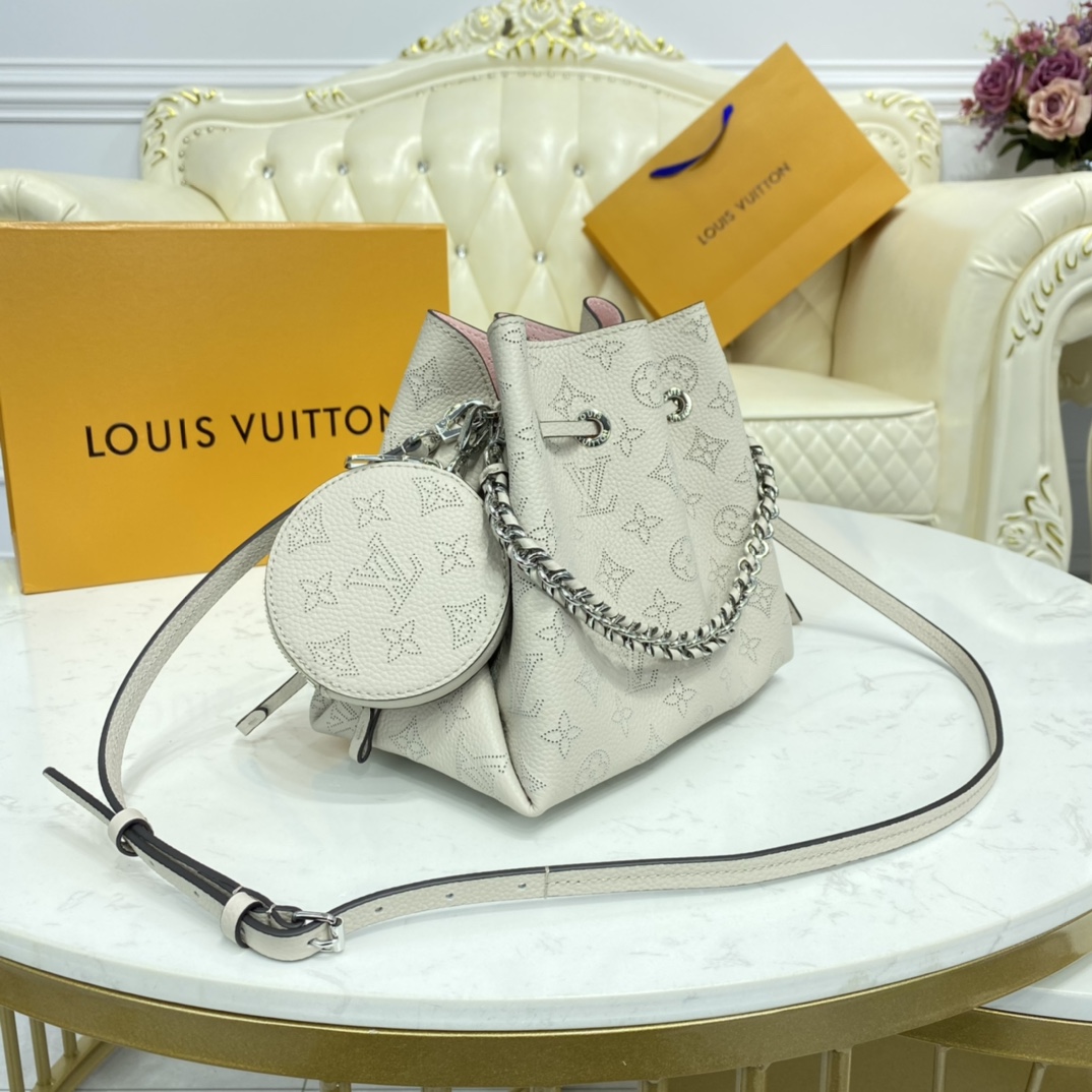 Louis Vuitton BELLA Mahina Leather Handbag M58480 Snow White